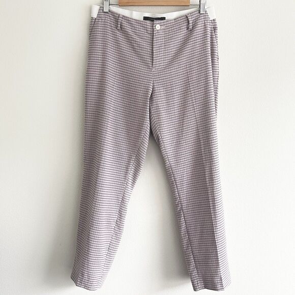 Pink Plaid Stretch Trousers Pants Women’s Size 32 Preppy Retro Academia Office - Picture 1 of 12